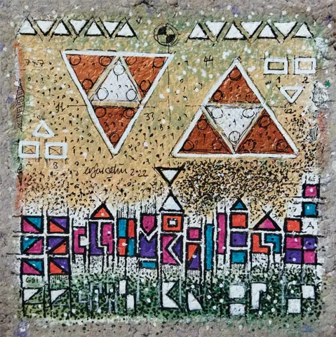 "İsimsiz" eseri ERSAN ÇETİN tarafından 26x26 cm ölçülerinde Kağıt üzeri akrilik boya tekniği ile yapılmıştır.