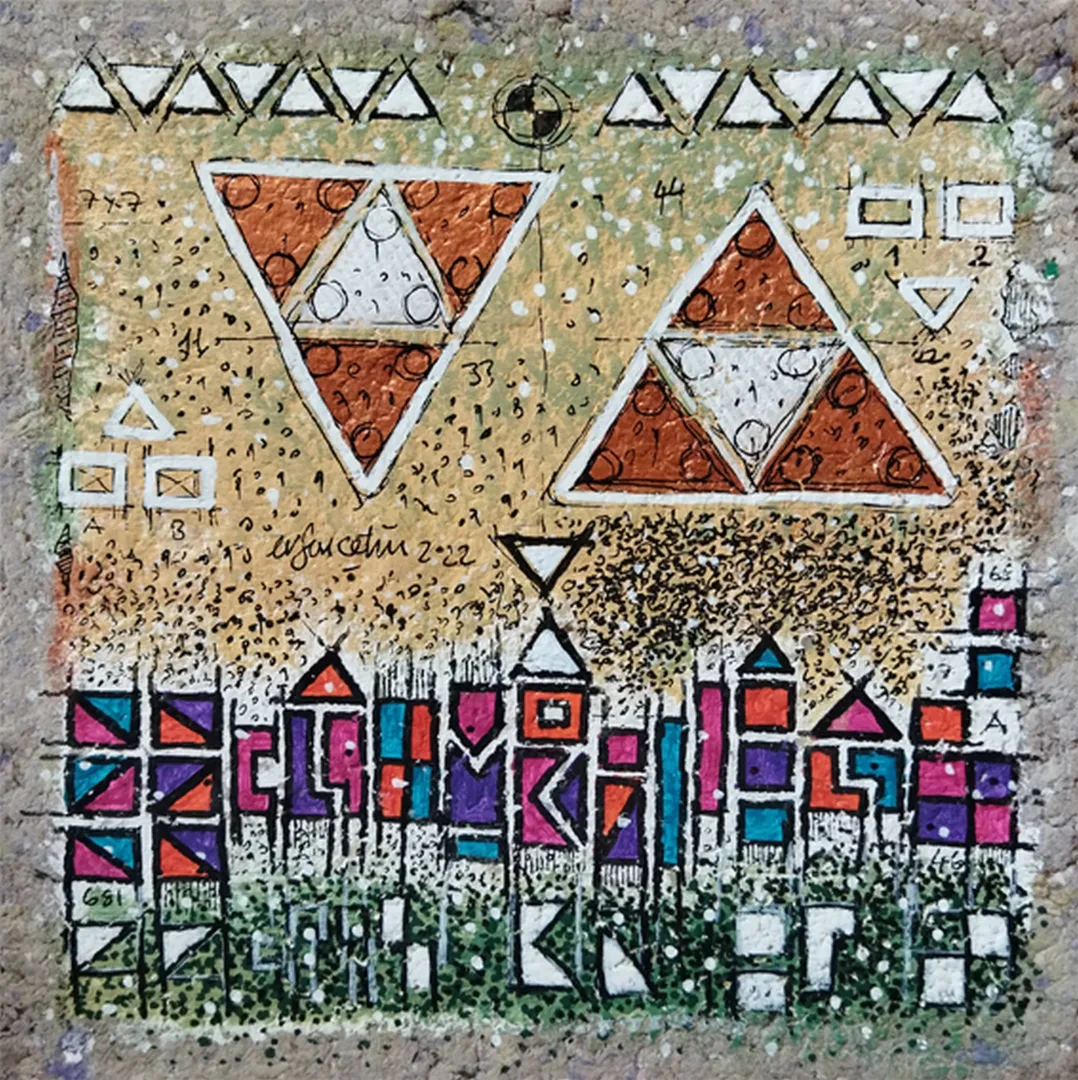 "İsimsiz" eseri ERSAN ÇETİN tarafından 26x26 cm ölçülerinde Kağıt üzeri akrilik boya tekniği ile yapılmıştır.