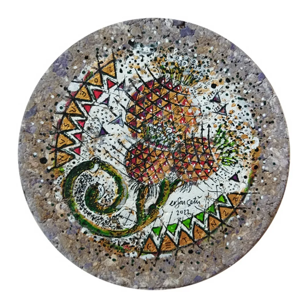 "İsimsiz" eseri ERSAN ÇETİN tarafından 26x26 cm ölçülerinde Kağıt üzeri akrilik boya tekniği ile yapılmıştır.