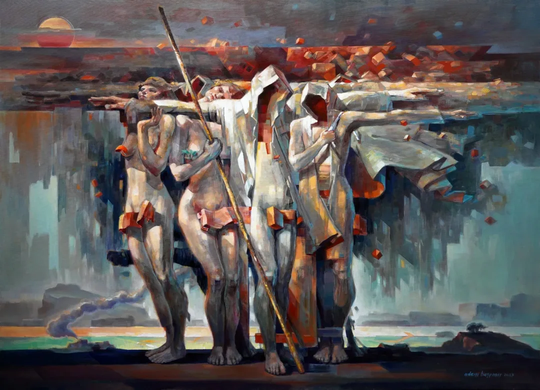 "Hasıl" eseri ADEM BAŞPINAR tarafından 2023 yılında 101x140 cm ölçülerinde Tuval üzeri akrilik boya tekniği ile yapılmıştır.