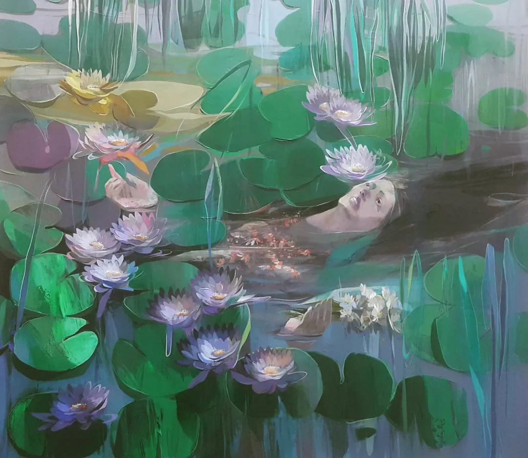 yakınlaştır "Ophelia" eseri HAKAN ERASLAN tarafından 2023 yılında 90x100 cm ölçülerinde Tuval üzeri akrilik boya tekniği ile yapılmıştır.