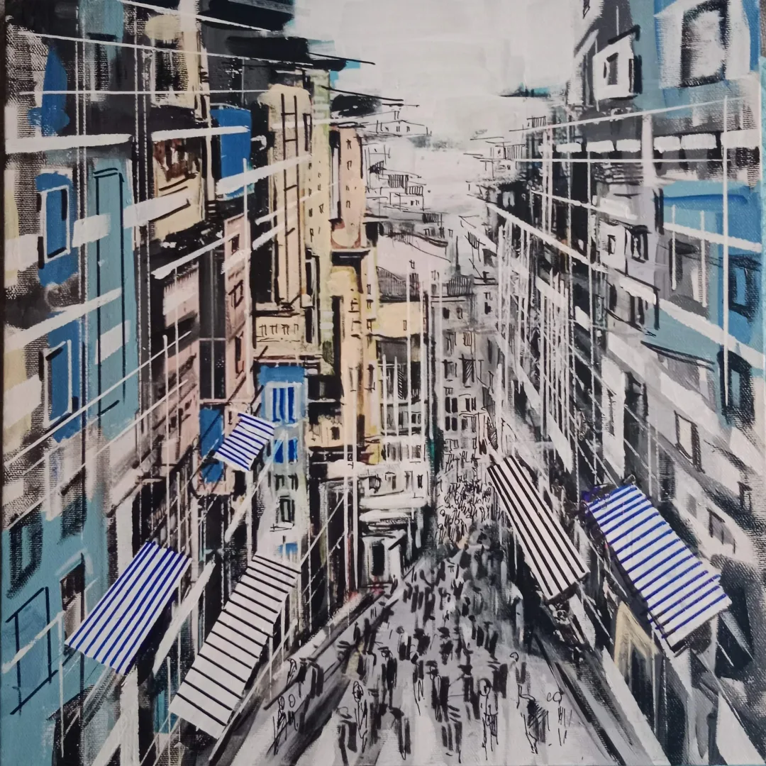 yakınlaştır "Balat" eseri AYHAN ÇETİN tarafından 2023 yılında 40x40 cm ölçülerinde Tuval üzeri akrilik boya tekniği ile yapılmıştır.