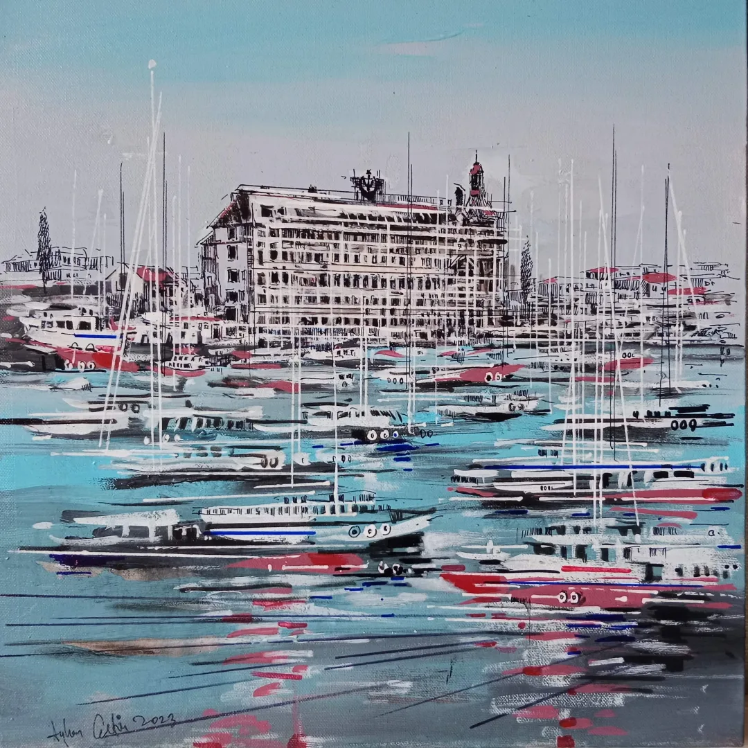 "Haydarpaşa" eseri AYHAN ÇETİN tarafından 2023 yılında 40x40 cm ölçülerinde Tuval üzeri akrilik boya tekniği ile yapılmıştır.