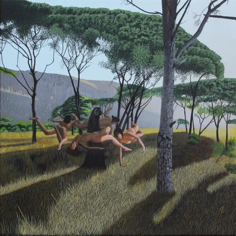 "İsimsiz" eseri EMRAH EMİR tarafından 2023 yılında 40x40 cm ölçülerinde Tuval üzeri akrilik boya tekniği ile yapılmıştır.