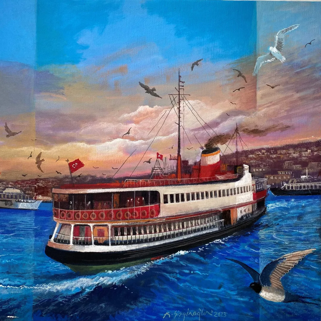 yakınlaştır "İstanbul ve Ebabil Kuşları" eseri KADİR ŞİŞGİNOĞLU tarafından 2023 yılında 40x40 cm ölçülerinde Tuval üzeri akrilik boya tekniği ile yapılmıştır.