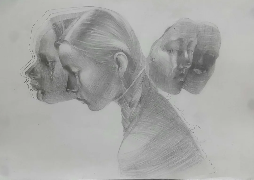 yakınlaştır "Persona" eseri HAKAN ERASLAN tarafından 2021 yılında 34x47 cm ölçülerinde Kağıt üzeri desen tekniği ile yapılmıştır.