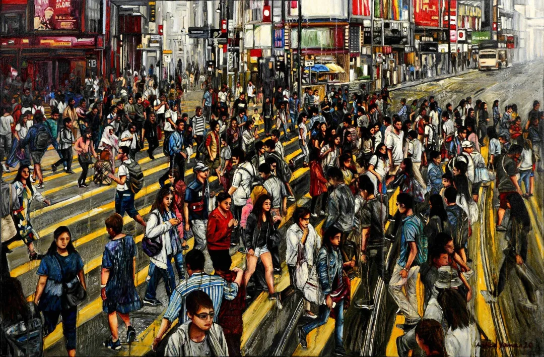 "Hadi Karşıya Geçelim" eseri HATİCE YAMAN tarafından 2023 yılında 75x112 cm ölçülerinde Tuval üzeri yağlı boya tekniği ile yapılmıştır.