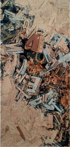 İBRAHİM AKGÜNEY — “İsimsiz”, 2019 "İsimsiz" eseri İBRAHİM AKGÜNEY tarafından 2019 yılında 80x30 cm ölçülerinde OSB üzeri yağlı boya tekniği ile yapılmıştır.