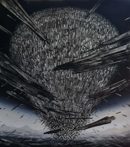 "Neo Nature-4" eseri MEVLÜT AKAR tarafından 2022 yılında 160x140 cm ölçülerinde Tuval üzeri akrilik boya tekniği ile yapılmıştır.