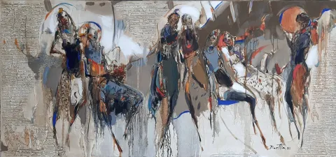 NURETTİN AKKAYA — “Untitled”, 2022 "İsimsiz" eseri NURETTİN AKKAYA tarafından 2022 yılında 70x150 cm ölçülerinde Tuval üzeri yağlı boya tekniği ile yapılmıştır.