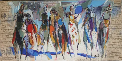 NURETTİN AKKAYA — “Untitled”, 2022 "İsimsiz" eseri NURETTİN AKKAYA tarafından 2022 yılında 65x130 cm ölçülerinde Tuval üzeri yağlı boya tekniği ile yapılmıştır.
