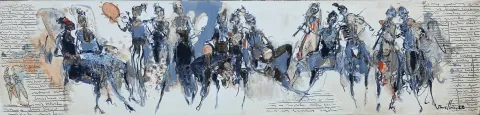 NURETTİN AKKAYA — “Untitled”, 2022 "İsimsiz" eseri NURETTİN AKKAYA tarafından 2022 yılında 30x125 cm ölçülerinde Tuval üzeri yağlı boya tekniği ile yapılmıştır.