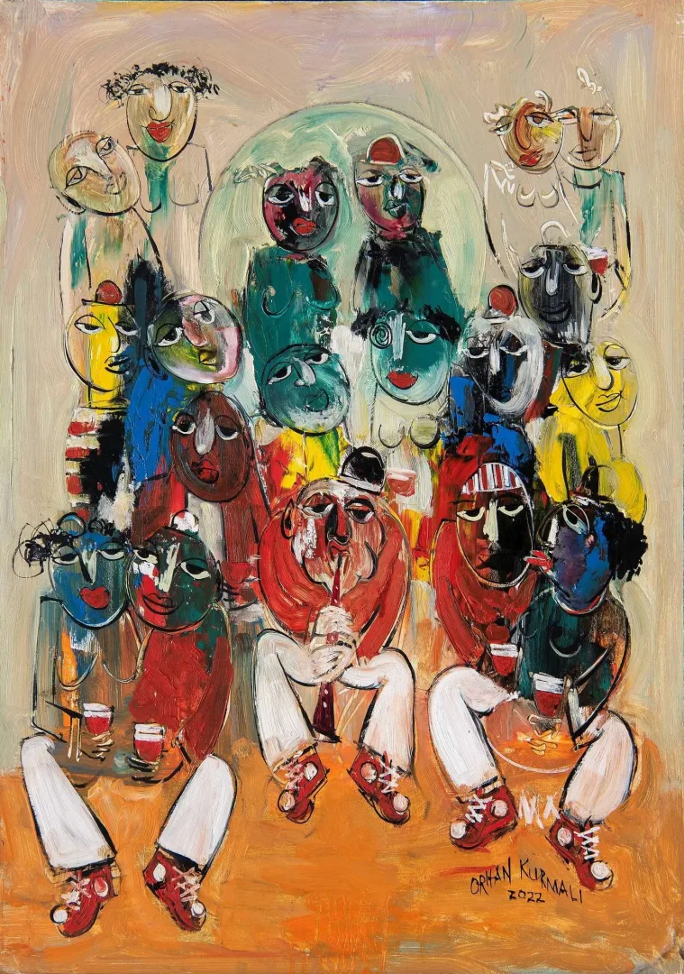 yakınlaştır "Hoş Gör" eseri ORHAN KURMALI tarafından 70x50 cm ölçülerinde Duralit üzeri yağlı boya tekniği ile yapılmıştır.