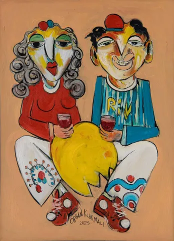 "İsimsiz" eseri ORHAN KURMALI tarafından 69x50 cm ölçülerinde Duralit üzeri yağlı boya tekniği ile yapılmıştır.