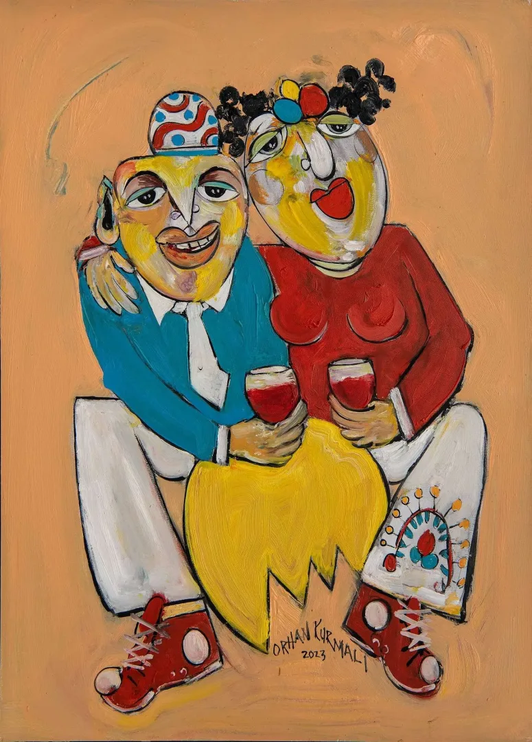"Hoş Gör" eseri ORHAN KURMALI tarafından 69x50 cm ölçülerinde Duralit üzeri yağlı boya tekniği ile yapılmıştır.