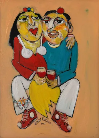 "İsimsiz" eseri ORHAN KURMALI tarafından 69x50 cm ölçülerinde Duralit üzeri yağlı boya tekniği ile yapılmıştır.