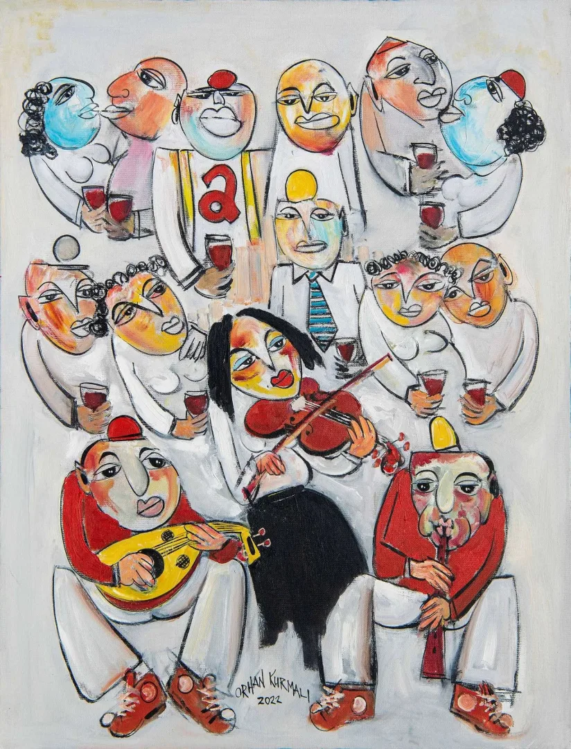 yakınlaştır "Hoş Gör" eseri ORHAN KURMALI tarafından 80x50 cm ölçülerinde Tuval üzeri yağlı boya tekniği ile yapılmıştır.