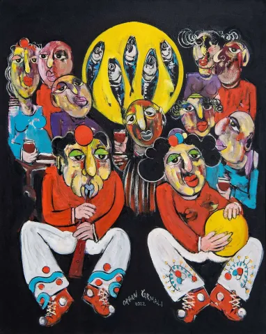 "Hoş Gör" eseri ORHAN KURMALI tarafından 100x80 cm ölçülerinde Tuval üzeri yağlı boya tekniği ile yapılmıştır.