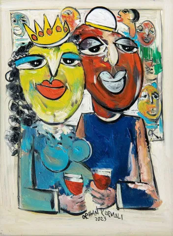"Hoş Gör" eseri ORHAN KURMALI tarafından 35x26 cm ölçülerinde Duralit üzeri yağlı boya tekniği ile yapılmıştır.