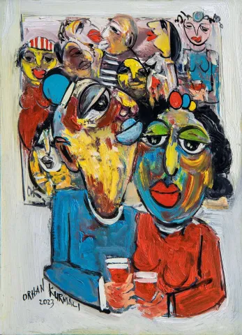 "İsimsiz" eseri ORHAN KURMALI tarafından 35x26 cm ölçülerinde Duralit üzeri yağlı boya tekniği ile yapılmıştır.
