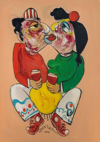 "İsimsiz" eseri ORHAN KURMALI tarafından 69x50 cm ölçülerinde Duralit üzeri yağlı boya tekniği ile yapılmıştır.