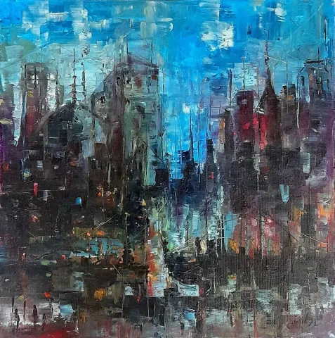 SAEED AGHANEJAD — “İsimsiz”, 2019 "İsimsiz" eseri SAEED AGHANEJAD tarafından 2019 yılında 40x40 cm ölçülerinde Tuval üzeri yağlı boya tekniği ile yapılmıştır.