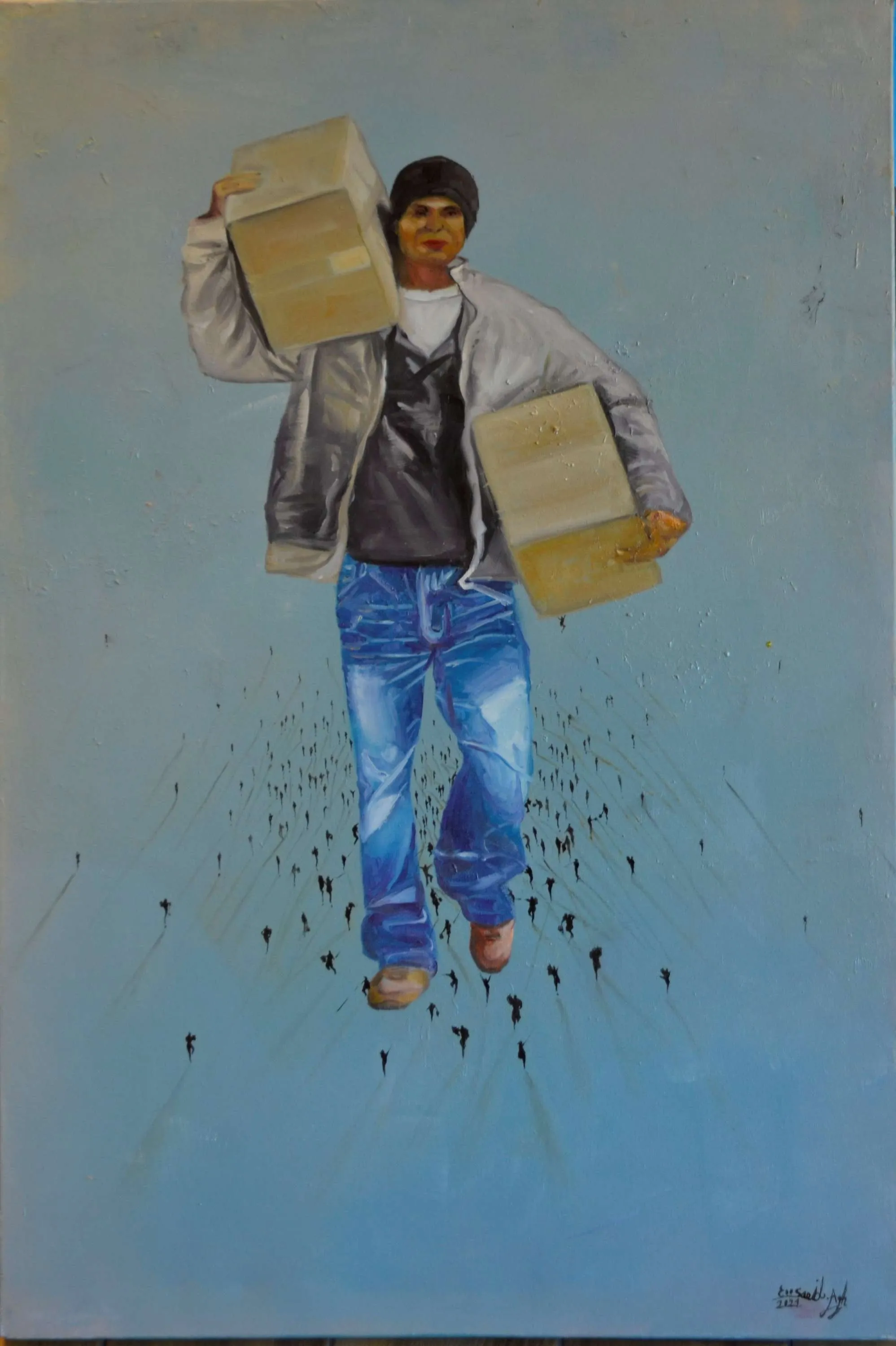 "İsimsiz" eseri SAEED AGHANEJAD tarafından 2023 yılında 90x60 cm ölçülerinde Tuval üzeri yağlı boya tekniği ile yapılmıştır.