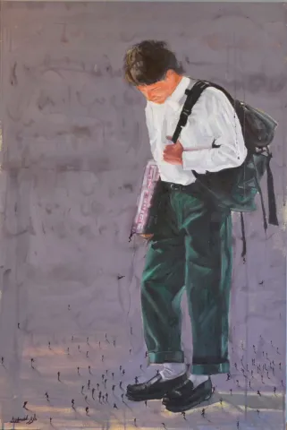 "İsimsiz" eseri SAEED AGHANEJAD tarafından 2023 yılında 90x60 cm ölçülerinde Tuval üzeri yağlı boya tekniği ile yapılmıştır.