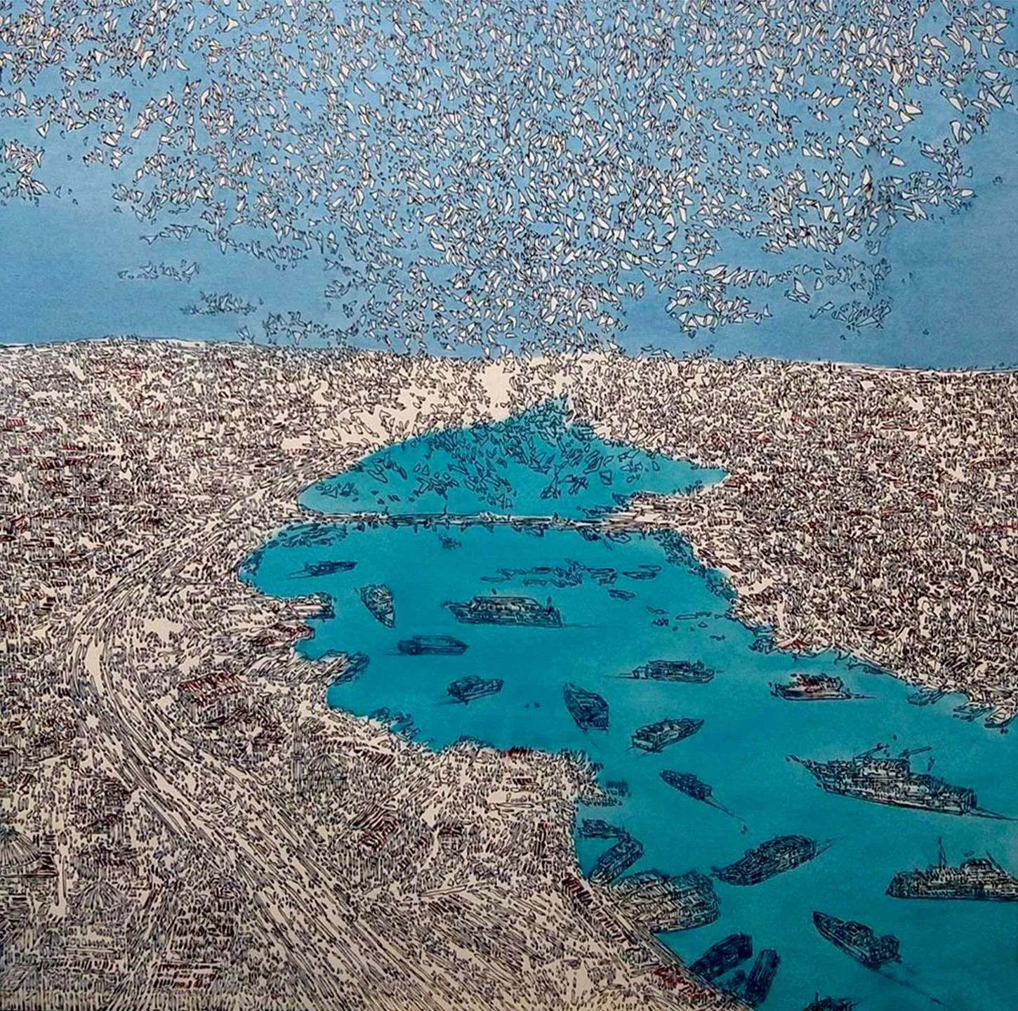 "isimsiz" eseri DEVRİM ERBİL tarafından 100x100 cm ölçülerinde Tuval üzeri yağlı boya tekniği ile yapılmıştır.
