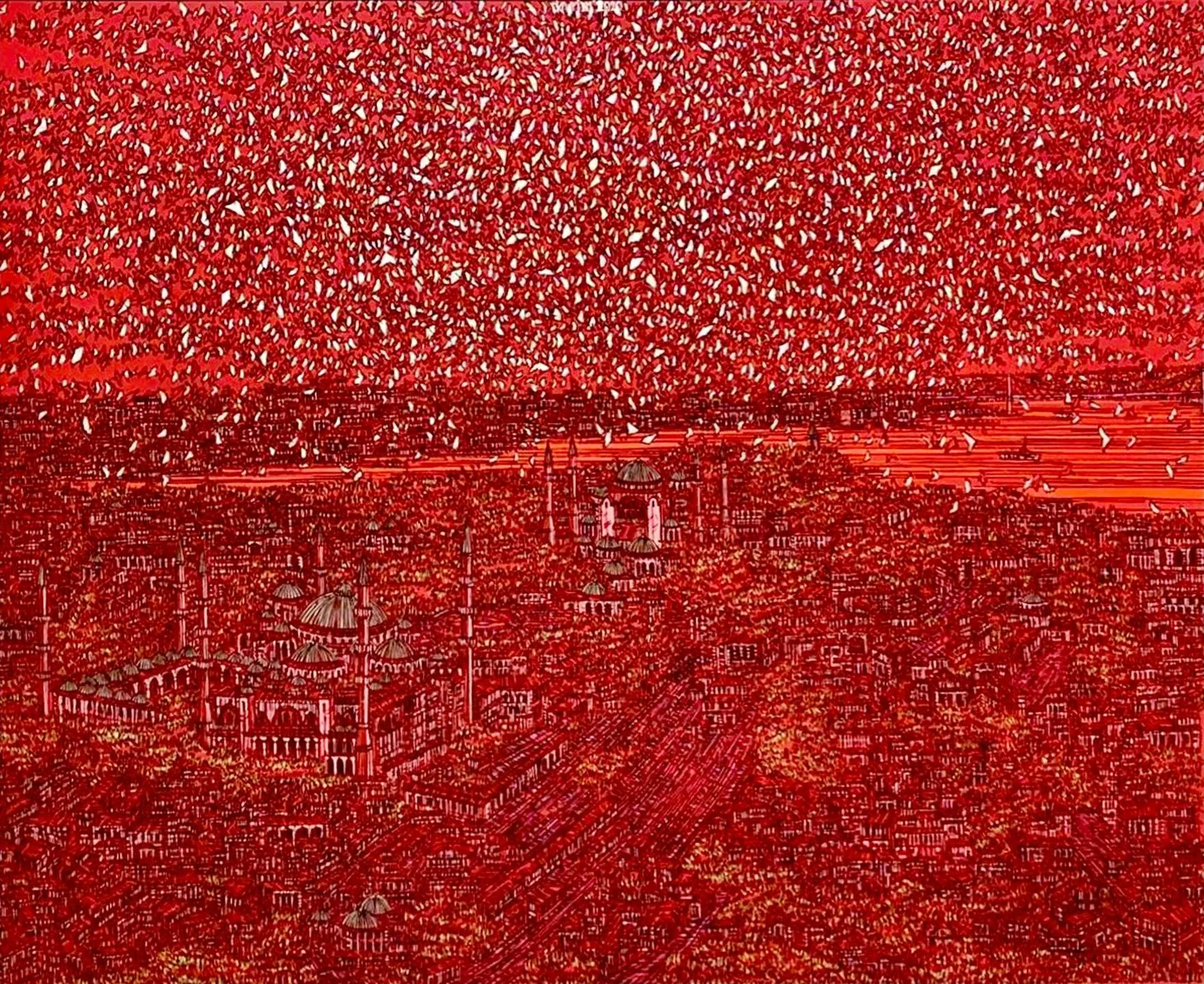 "isimsiz" eseri DEVRİM ERBİL tarafından 2020 yılında 100x120 cm ölçülerinde Tuval üzeri yağlı boya tekniği ile yapılmıştır.