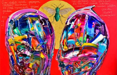 "isimsiz" eseri ERGİN İNAN tarafından 2020 yılında 100x150 cm ölçülerinde Tuval üzeri yağlı boya tekniği ile yapılmıştır.