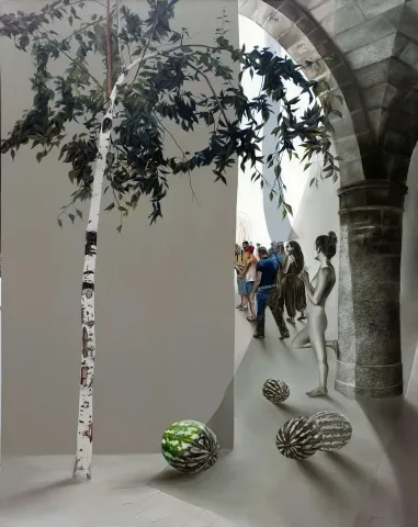 EVREN OĞUZBALABAN — “isimsiz” "isimsiz" eseri EVREN OĞUZBALABAN tarafından 116x89 cm ölçülerinde Tuval üzeri yağlı boya tekniği ile yapılmıştır.