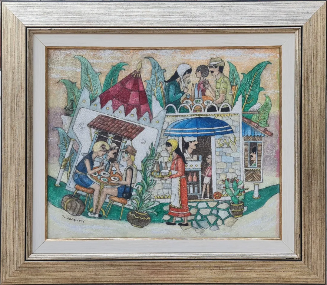 "İsimsiz" eseri NURİ ABAÇ tarafından 1996 yılında 50x60 cm ölçülerinde Tuval üzeri yağlı boya tekniği ile yapılmıştır.