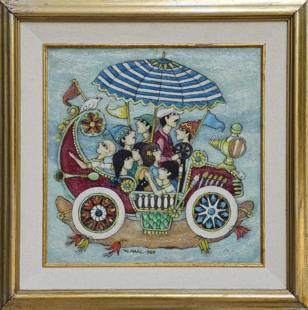 "İsimsiz" eseri NURİ ABAÇ tarafından 1989 yılında 40x40 cm ölçülerinde Tuval üzeri yağlı boya tekniği ile yapılmıştır.