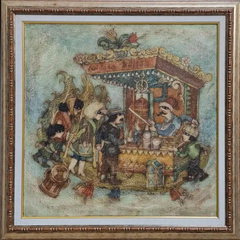 NURİ ABAÇ — “Tivoli'de Dönerci”, 1982 "Tivoli'de Dönerci" eseri NURİ ABAÇ tarafından 1982 yılında 65x65 cm ölçülerinde Tuval üzeri yağlı boya tekniği ile yapılmıştır.