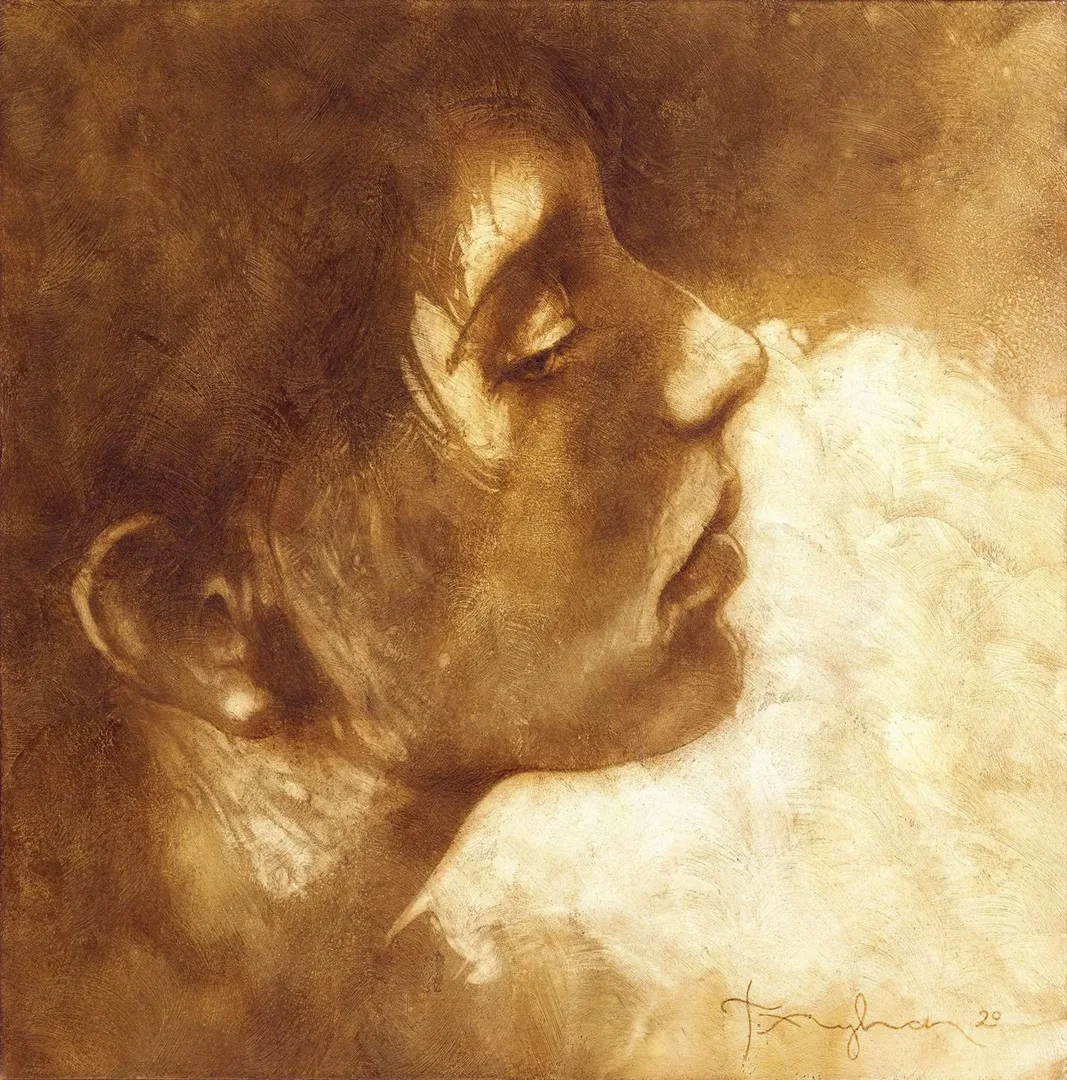 yakınlaştır "Portre" eseri TALAT AYHAN tarafından 36x36 cm ölçülerinde Tuval üzeri karışık teknik tekniği ile yapılmıştır.