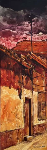"Çorumdan-2" eseri TURAN ENGİNOĞLU tarafından 2019 yılında 120x40 cm ölçülerinde Tuval üzeri yağlı boya tekniği ile yapılmıştır.
