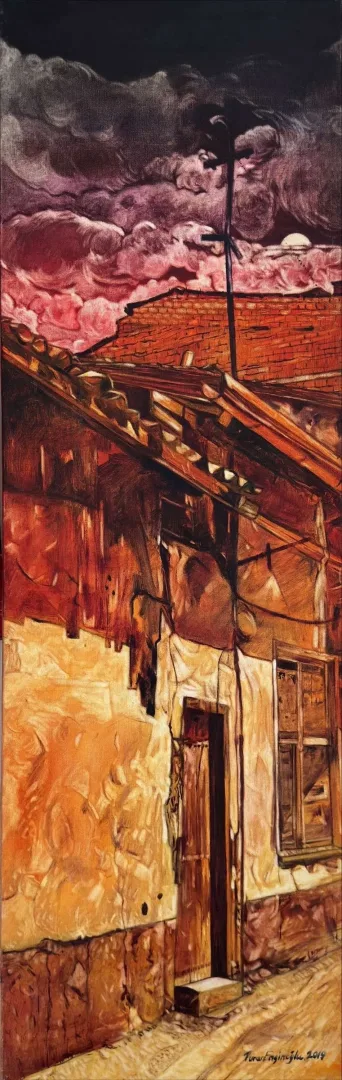yakınlaştır "Çorumdan-2" eseri TURAN ENGİNOĞLU tarafından 2019 yılında 120x40 cm ölçülerinde Tuval üzeri yağlı boya tekniği ile yapılmıştır.