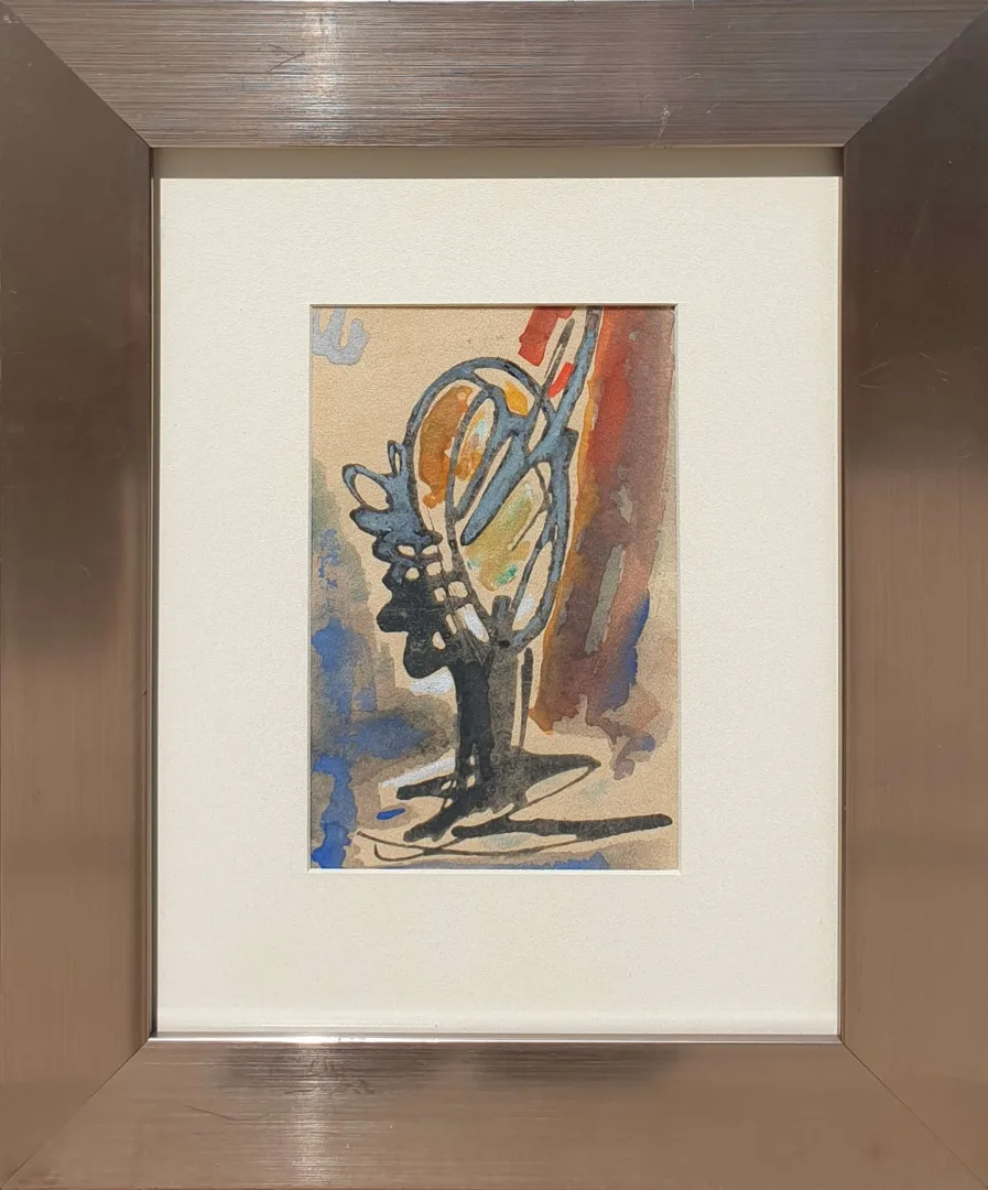 Abidin Elderoğlu — İsimsiz, 1963, kağıt üzerine suluboya, 20×13 cm