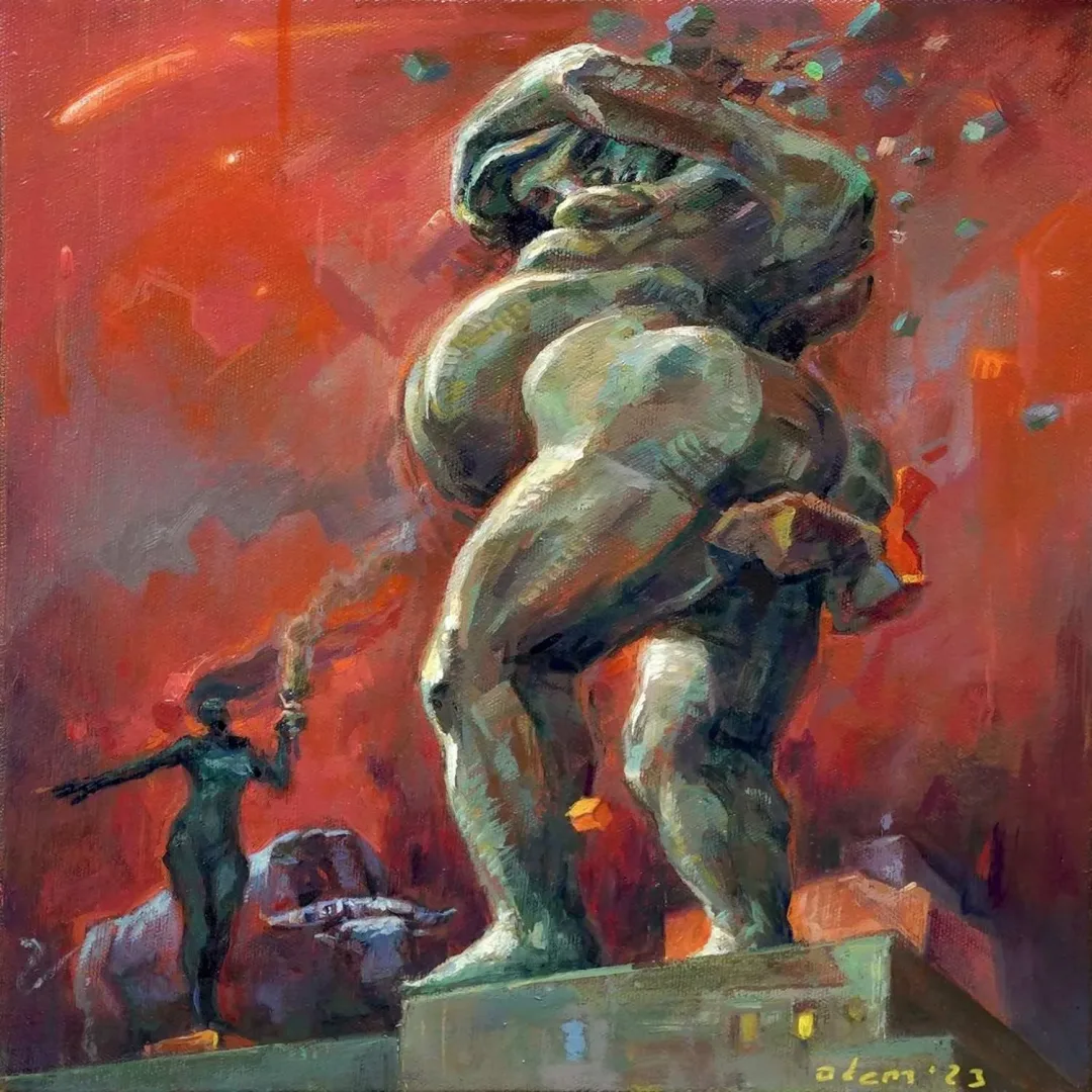 yakınlaştır "Fasıla-III" eseri ADEM BAŞPINAR tarafından 2023 yılında 25x25 cm ölçülerinde Tuval üzeri akrilik boya tekniği ile yapılmıştır.