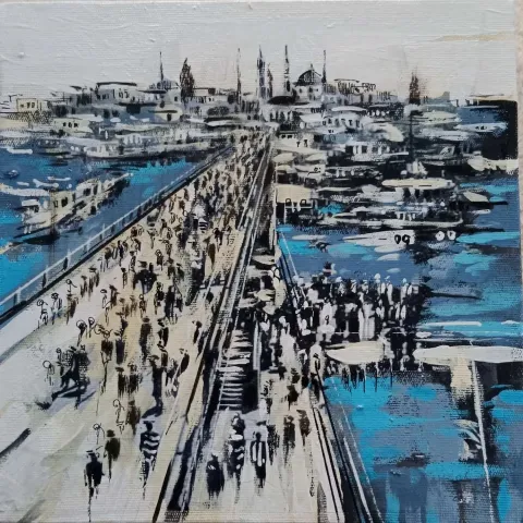 "Dark Street" eseri AYHAN ÇETİN tarafından 2023 yılında 25x25 cm ölçülerinde Tuval üzeri akrilik boya tekniği ile yapılmıştır.