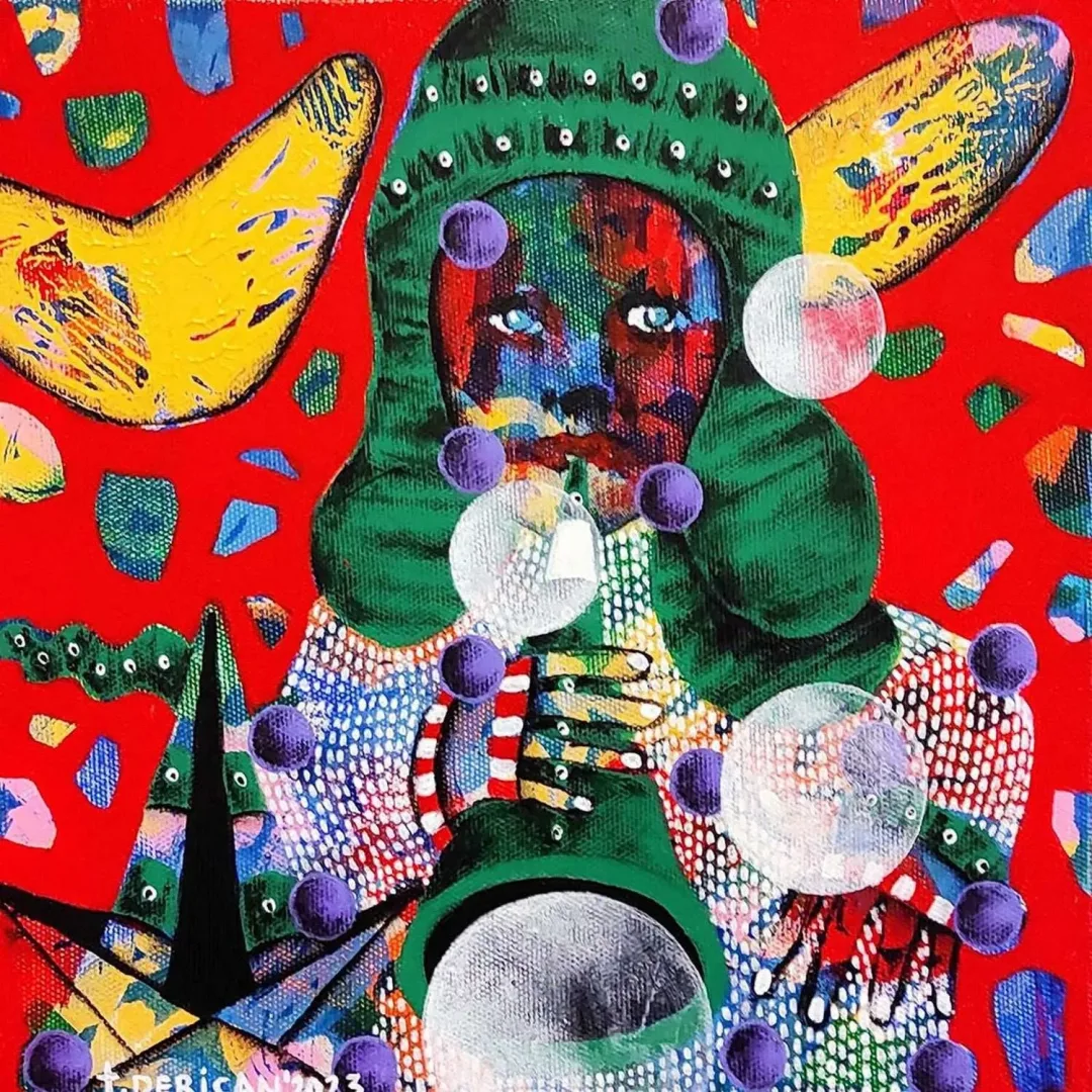 Bu eser TAMER DERİCAN tarafından 2023 yılında 25x25 cm ölçülerinde Tuval üzeri akrilik boya tekniği ile yapılmıştır.