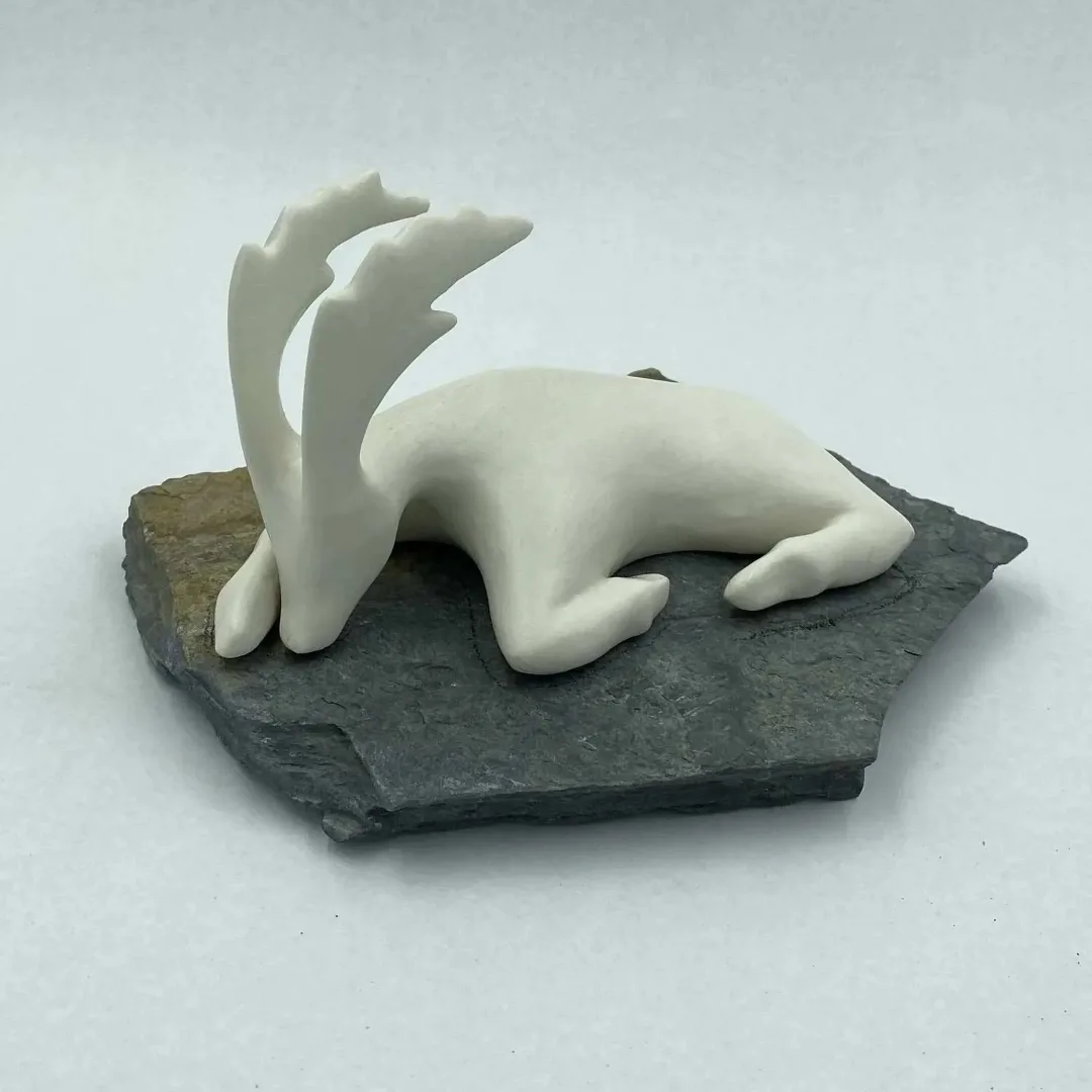 AYŞE ERGÜNER — 2023 Bu eser AYŞE ERGÜNER tarafından 2023 yılında 19x14x9 cm ölçülerinde porselen çamur, elle şekillendirme, 1200°C, taş tekniği ile yapılmıştır.