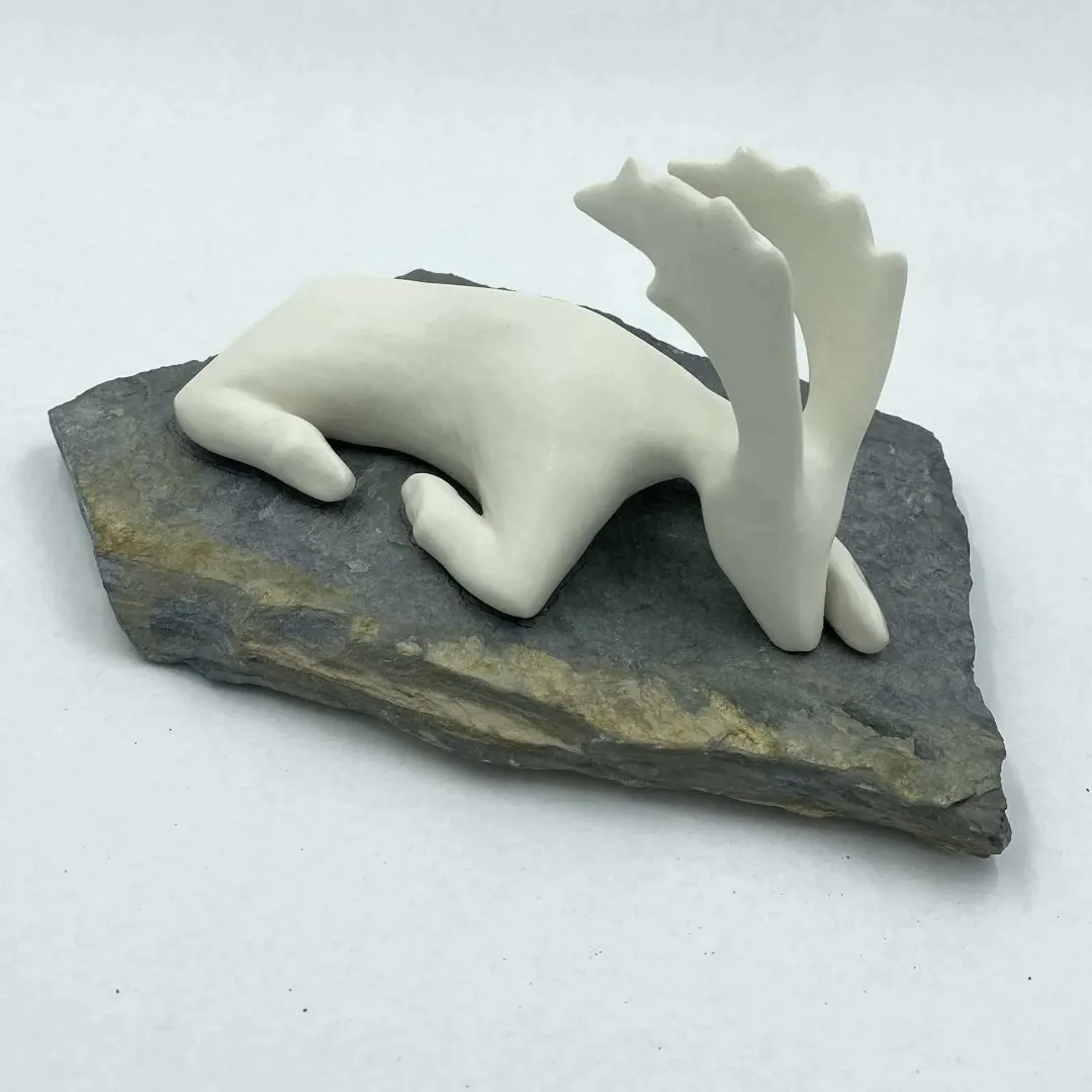 Bu eser AYŞE ERGÜNER tarafından 2023 yılında 24x16x10 cm ölçülerinde porselen çamur, elle şekillendirme, 1200°C, taş tekniği ile yapılmıştır.