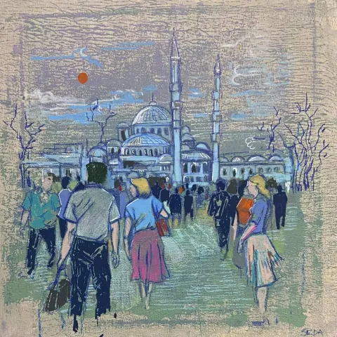 Bu eser SEDANUR ŞİMŞEK tarafından 2023 yılında 25x25 cm ölçülerinde Tuval üzeri yağlı boya tekniği ile yapılmıştır.