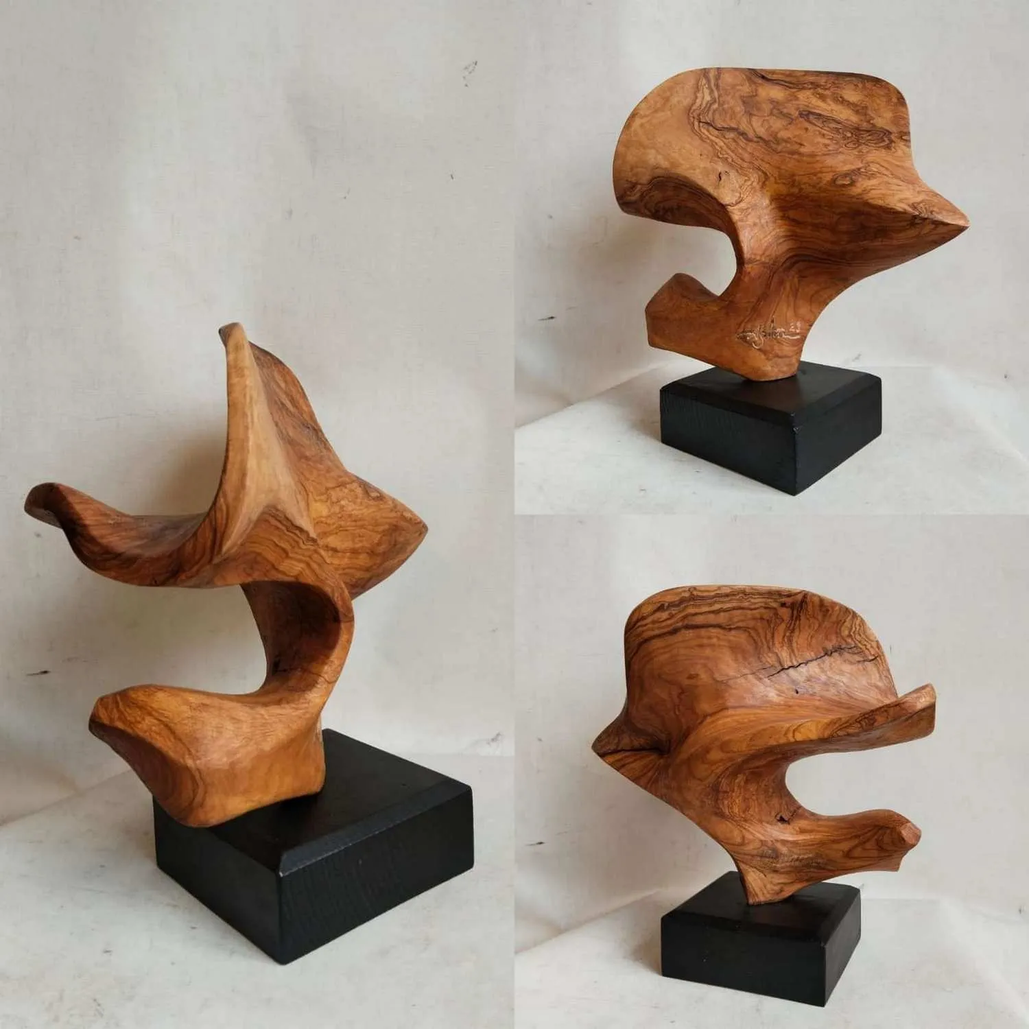 "Soyutlama" eseri AZİMET KARAMAN tarafından 2023 yılında 28x27x11 cm ölçülerinde Ahşap Yontma(Zeytin) tekniği ile yapılmıştır.