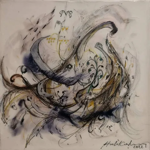 Bu eser HALİL COŞKUN tarafından 25x25 cm ölçülerinde Tuval üzeri karışık teknik tekniği ile yapılmıştır.