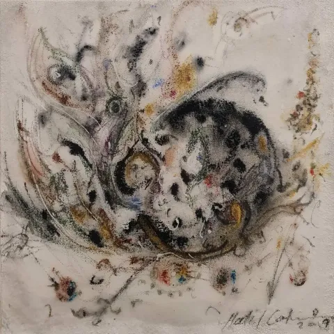 Bu eser HALİL COŞKUN tarafından 25x25 cm ölçülerinde Tuval üzeri karışık teknik tekniği ile yapılmıştır.