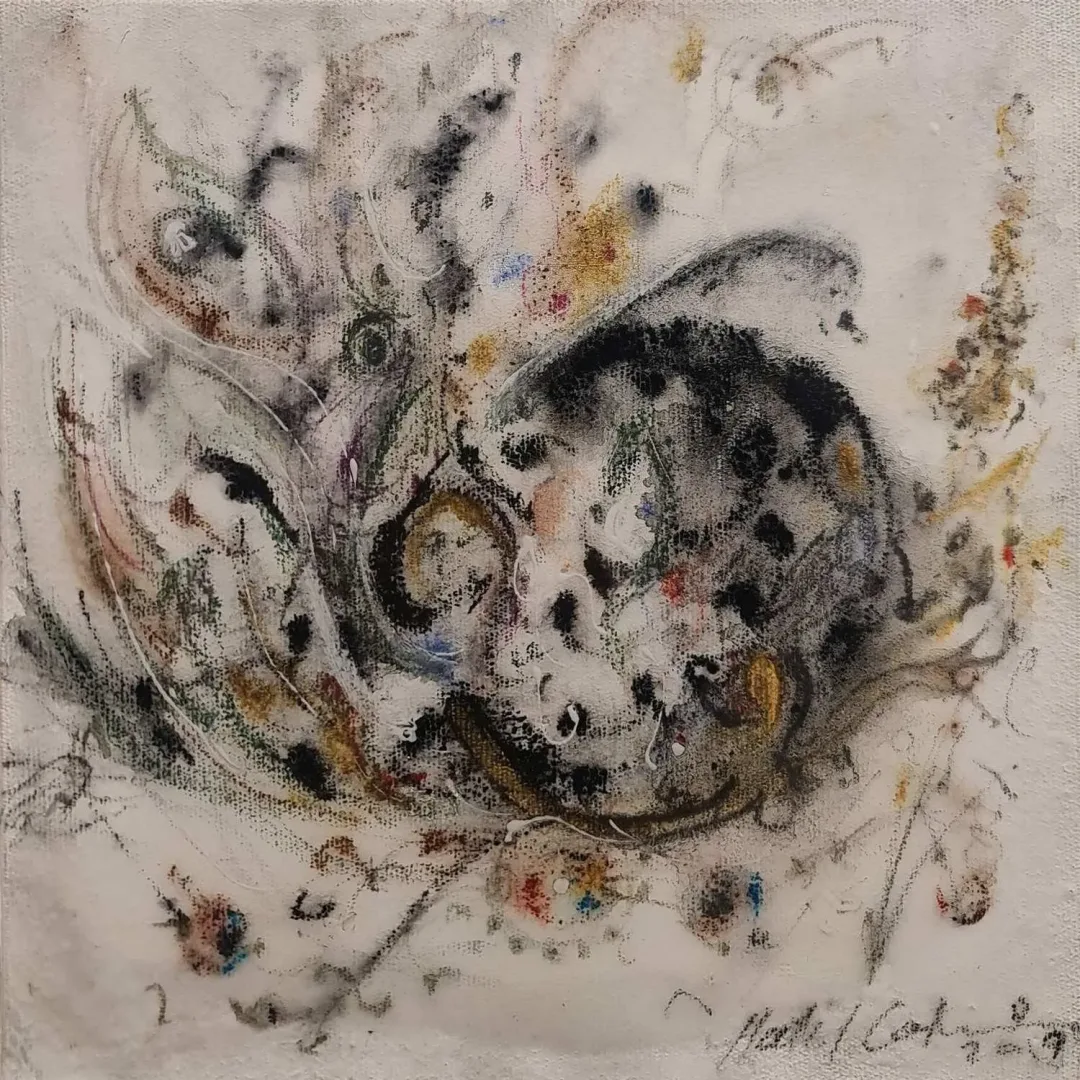Bu eser HALİL COŞKUN tarafından 25x25 cm ölçülerinde Tuval üzeri karışık teknik tekniği ile yapılmıştır.