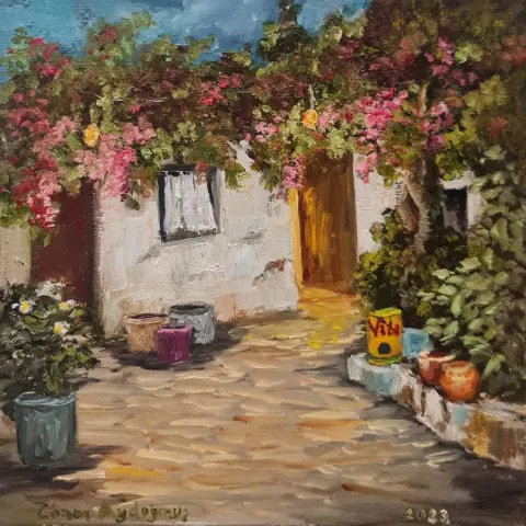Bu eser CANAN AYDOĞMUŞ tarafından 2023 yılında 25x25 cm ölçülerinde Tuval üzeri yağlı boya tekniği ile yapılmıştır.